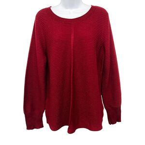 2/$30 Cyrus Ribbed Long Sleeve Crew Neck Petite Large Red Knit Sweater Top